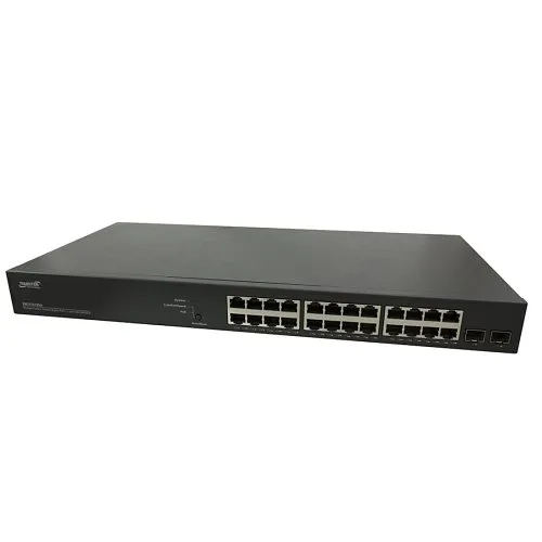 Lantronix SM24TAT2SA Managed Gigabit Ethernet PoE+ Switch (24) 10/100/1000Base-T Ports (2) 100/1000Base-X SFP Slots