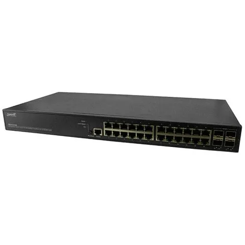 Lantronix SM24TAT4XB Managed Gigabit Ethernet PoE+ Switch (24) 10/100/1000Base-T Ports (4) 1G/10GBase-X SFP+ Slots (Empty)