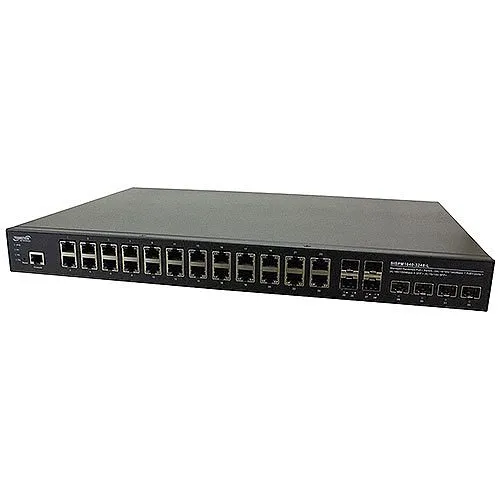 Lantronix SM24TBT2DPB Managed Gigabit Ethernet PoE+ Switch (24) 10/100/1000Base-T Ports (2) 100/1000Base-X SFP/RJ-45 Combo Ports