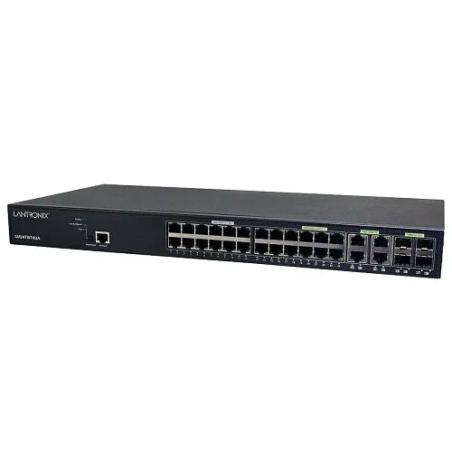 Lantronix SM24TBT4SA 24-Port Managed Gigabit Ethernet PoE++ Switch, (10/100/1000BASE-T)