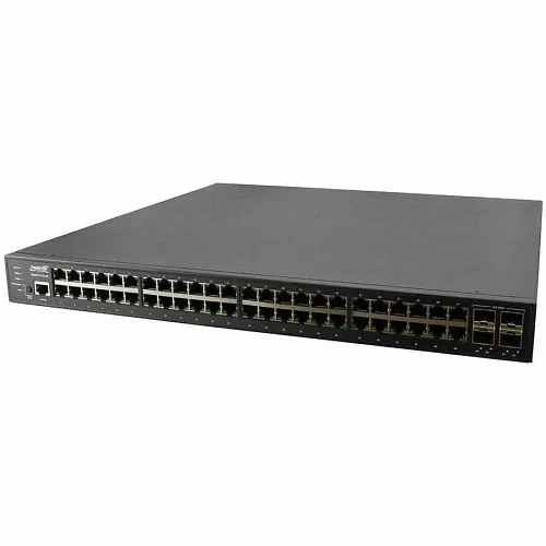 Lantronix SM48TAT4XA-RP-JP 48-Port Gigabit POE+ Switch with (4) 1G/10G SFP+, Single