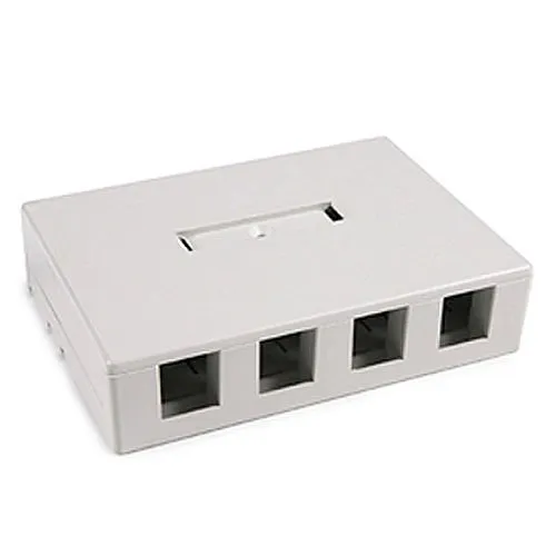 HellermannTyton SMBQUAD-FW 4-Port Surface Mount Box, Plenum Rated, PVC, Office White