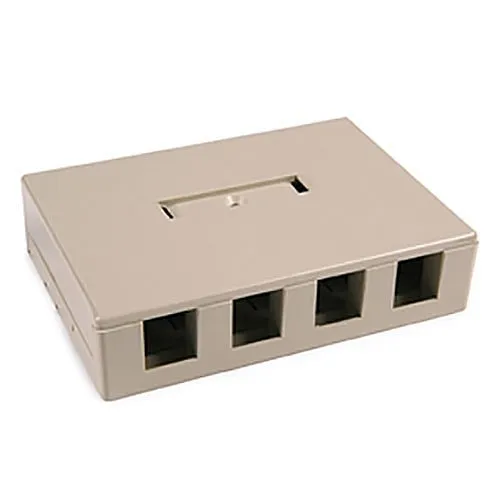 HellermannTyton SMBQUAD-I 4-Port Surface Mount Box, Plenum Rated, PVC, Ivory