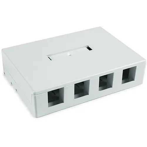 HellermannTyton SMBQUAD-W Surface Mount PVC Box, Plenum Rated, 4-Port, White