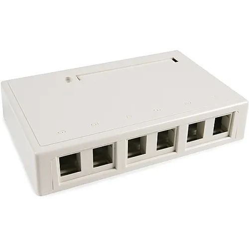 HellermannTyton SMBSIX-FW Surface Mount PVC Box, Plenum Rated, 6-Port, Office White