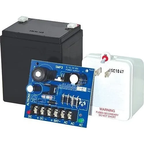 Altronix SMP312C Power Supply Charger Board, Includes BT124 and TP1640, Single Output, 6/12/24VDC at 2.5A, 16-28VAC