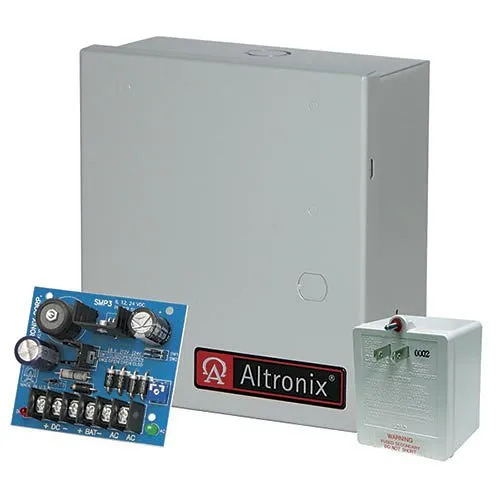 Altronix SMP3ET Power Supply Charger with TP1640, Single Output, 6/12VDC at 2.5A, BC100 Enclosure