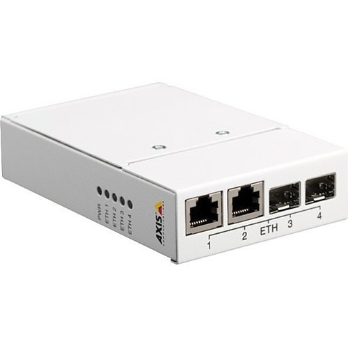 AXIS T8606 4-Port Ethernet to Optical Fiber Media Converter Switch, 24VDC, 10/100Mbps, White