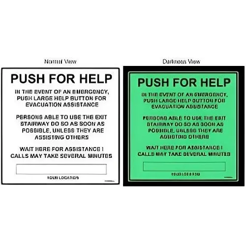 Alpha SN-C48 Instruction+Location Wall Sign with Double Sided Tape for Wall Mounting, Photoluminescent Type, Glows In The Dark