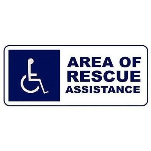 Cornell SN-P42F Area of Rescue Assistance Informational Sign, 18-5/8" x 7-7/16", White