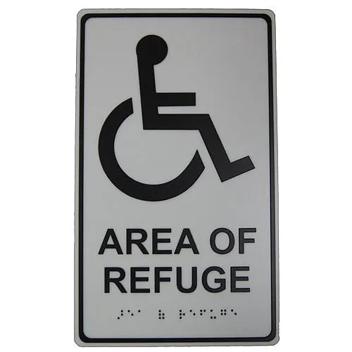 Cornell SN-P48GL Sign, Area of REFUGE, Luminescent, Braille 6" 10"