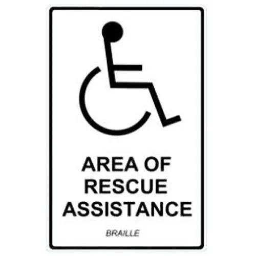 Cornell SN-P48SL Photoluminscent Sign, Area of Rescue, Raised Text and Braille Sign, 6" 10"