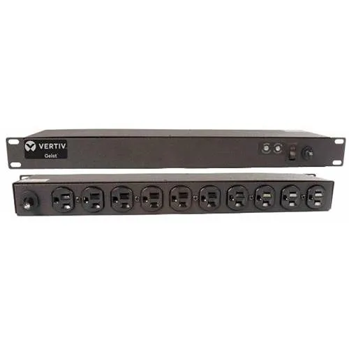 Vertiv SP104-10 PowerIT 10-Outlet rPDU, Basic Surge, 15A, 120V, 1.4kW, Horizontal, NEMA 5-15R, 10' Power Cord with 5-15P, Black