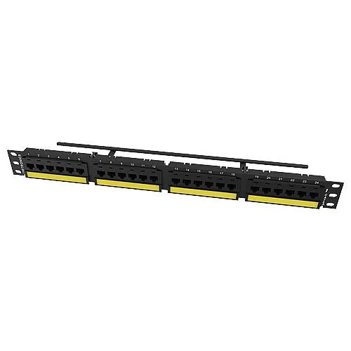 Ortronics SP6AU24 24-Port CAT6A Flat Patch Panel, 2U RMS, Black
