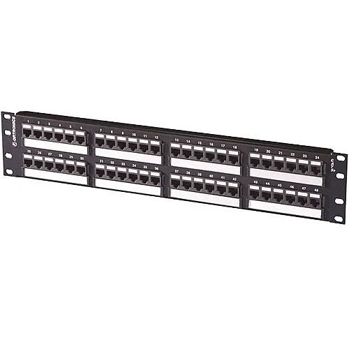 Ortronics SP6U48 48-Port CAT6 Flat Patch Panel, 2U RMS, Black