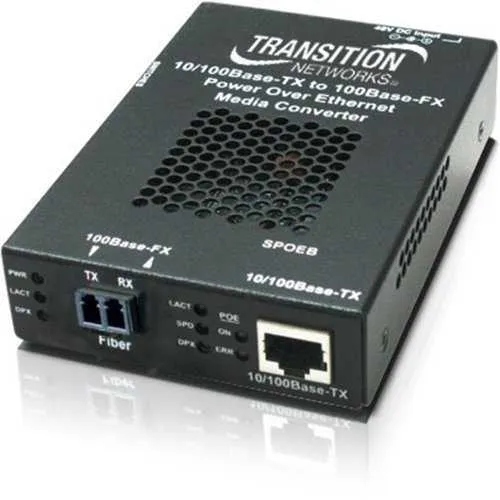 Lantronix SPOEB1013-105-NA Stand-Alone Fast Ethernet PoE Media Converter