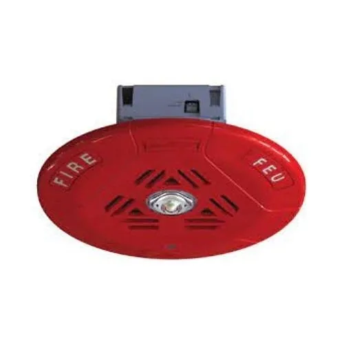 Secutron SPPS-104-70R Wall Mount Round Speaker / Strobe, 70V, Red