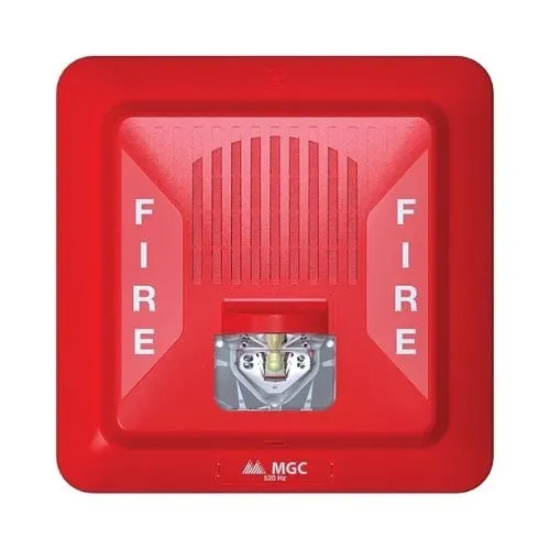 Secutron SPPS-204-25R Wall Mount Square Speaker / Strobe, 25V, Red