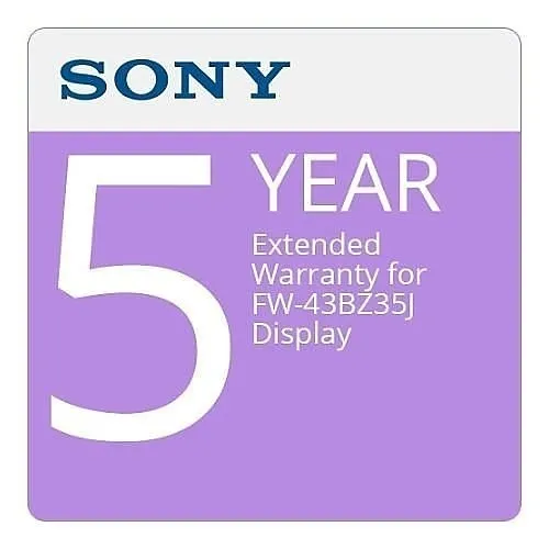 Sony Pro SPS43BZ35JEW5 5-Year Extended Warranty for FW-43BZ35J Display