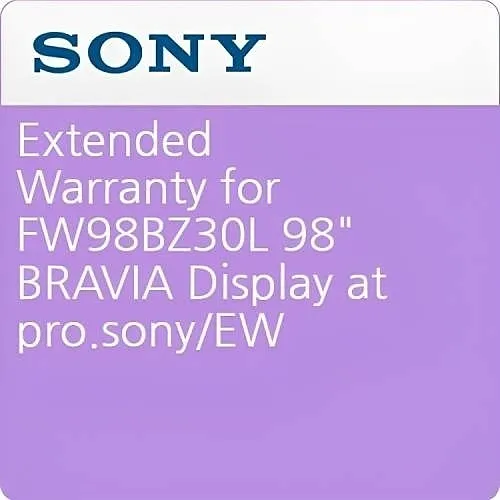 Sony Pro SPS43BZ30LEW5 Extended Warranty Service for FW98BZ30L 98" BRAVIA Display