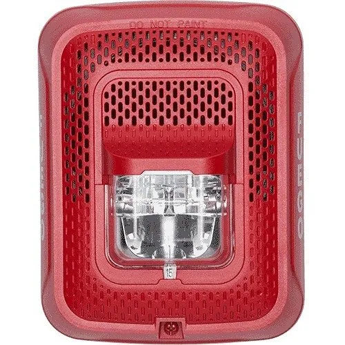 System Sensor SPSRL L-Series Indoor Speaker Strobe, Wall Mount, "FIRE" Marking, Red
