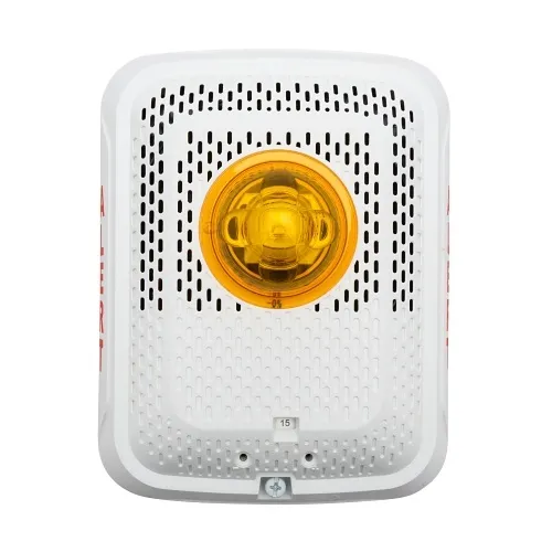 System Sensor SPSWLED-ALERT L-Series LED Speaker Strobe, Wall-Mounted, "ALERT" Text, Amber Lens, White