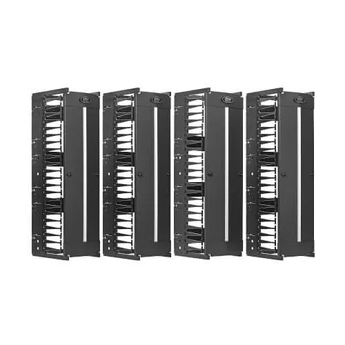 Eaton Tripp Lite SRCABLEVRT12HD2 High-Capacity Vertical Cable Manager, Deep Double Finger Duct with Cover, Double Sided, 12" Wide, 7' (2.2m), Black