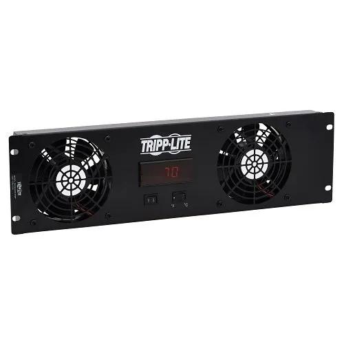 Tripp Lite SRFAN3UDCTEMP 3U Digital Temperature Sensor with 2x 12VDC Extra-Quiet Fans, Blanking Panel, LCD