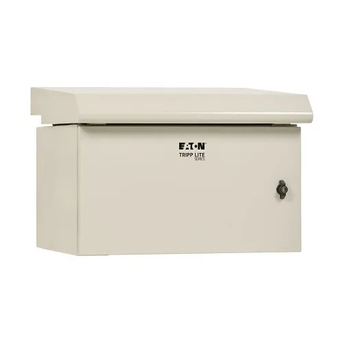 Tripp Lite SRN3RG9US SmartRack Industrial Enclosure, Wall Mount, Locking, Hinged Back, Fan with Thermal Switch, 28" Depth, 9U, NEMA 3R, Metal, Gray