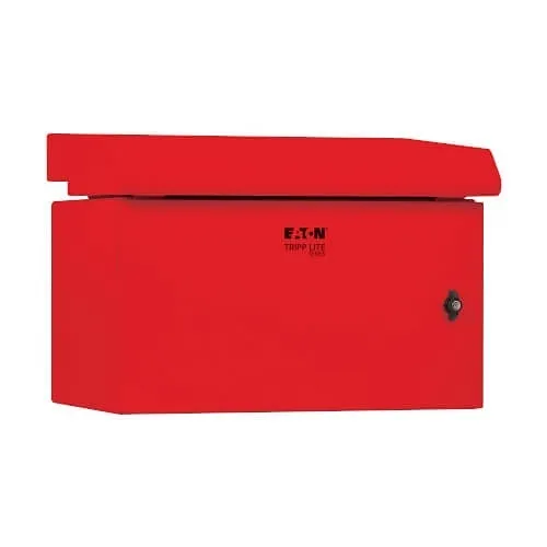 Eaton Tripp Lite SRN3RR6U SmartRack Industrial Locking Metal Enclosure, Fan with Thermal Switch, Wall Mount, NEMA 3R, 16.5" Depth, 6U, Red