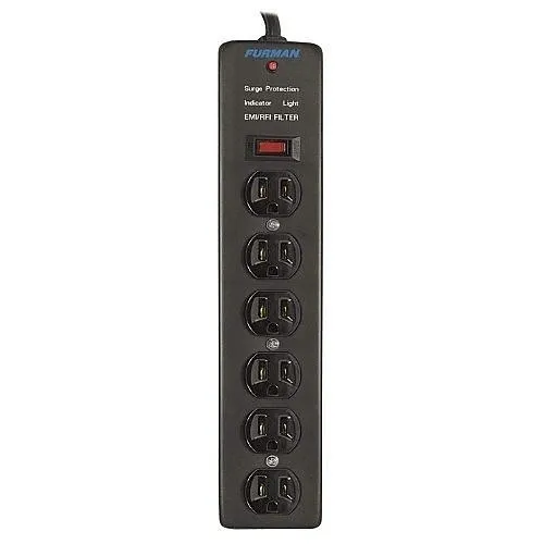 Furman SS-6 Vertical 6-Outlet Steel Power Block with Standard Level Surge Protection, 15A