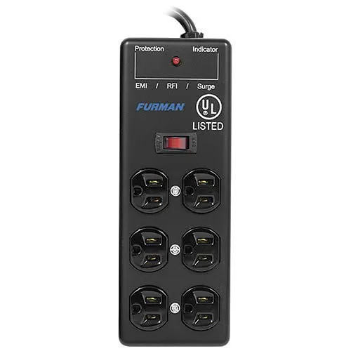 Furman SS-6B Pro Plugs Series 2x3 Metal Chassis Surge Suppressor Strip, 15A 120V, Outlets