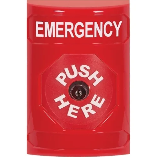 STI SS2000EM-EN Stopper Station Button, No Cover, Key-to-Reset, EMERGENCY Label, Red
