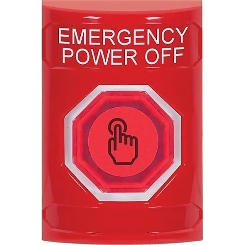 STI SS2007PO-EN Stopper Station Button, No Cover, Weather Resistant Momentary, EMERGENCY POWER OFF Label, Red