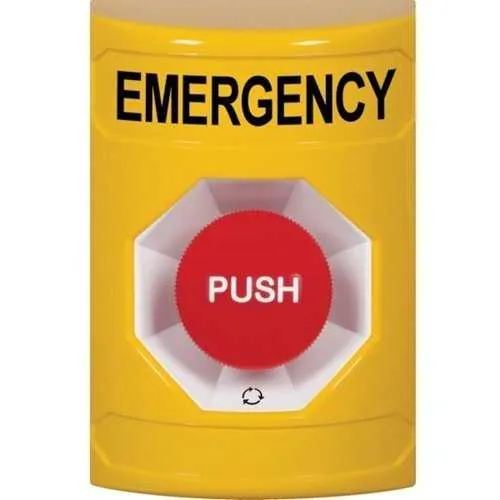 STI SS2201EM-EN No Cover Turn-to-Reset Stopper Station with EMERGENCY, Yellow