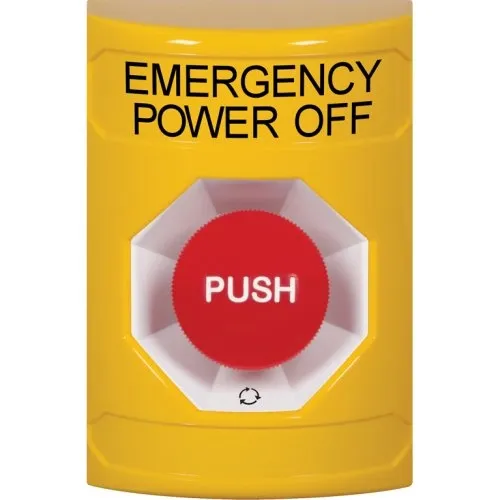 STI SS2201PO-EN No Cover Turn-to-Reset Stopper Station with EMERGENCY POWER OFF, Yellow