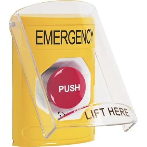 STI SS2221EM-EN Indoor Only Flush or Surface Turn-to-Reset Stopper Station with EMERGENCY, Yellow