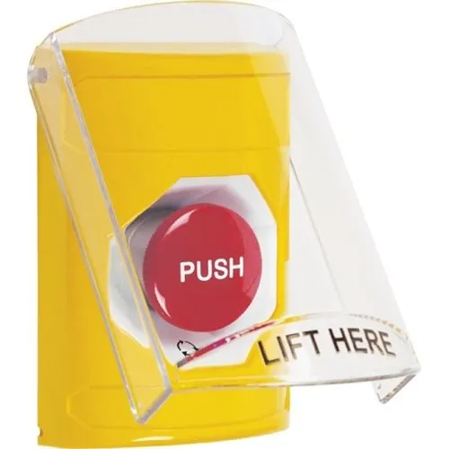STI SS2221NT-EN Indoor Only Flush or Surface Turn-to-Reset Stopper Station with No Text, Yellow
