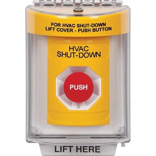 STI SS2231HV-EN Indoor/Outdoor Flush Turn-to-Reset Stopper Station with HVAC SHUT DOWN, Yellow