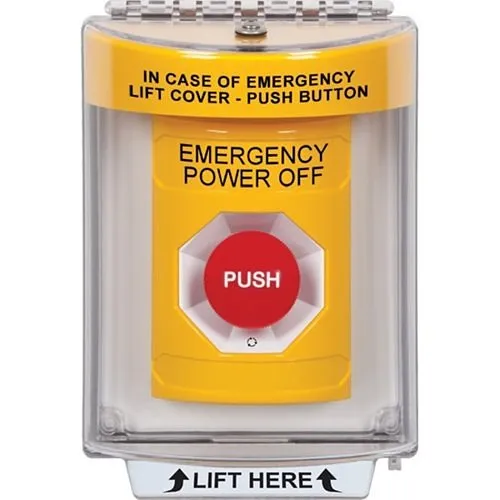 STI SS2231PO-EN Indoor/Outdoor Flush Turn-to-Reset Stopper Station with EMERGENCY POWER OFF, Yellow