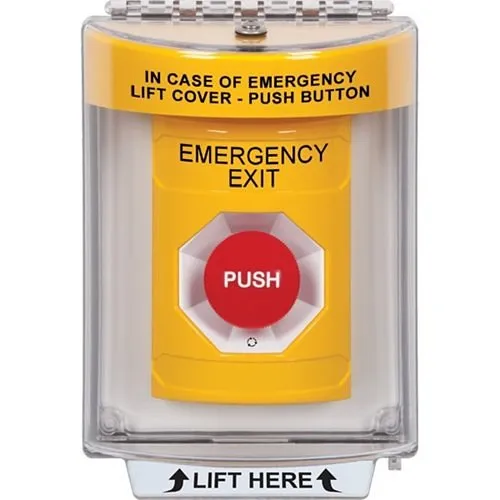 STI SS2241EX-EN Indoor Outdoor Flush w/ Horn Turn-to-Reset Stopper Station with EMERGENCY EXIT, Yellow