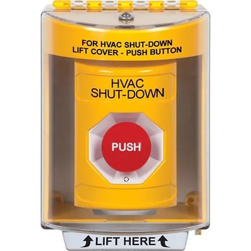 STI SS2421LD-EN Stopper Station Push Button with Stopper Station Shield, "Lockdown" Label, Turn-to-Reset Button, Blue