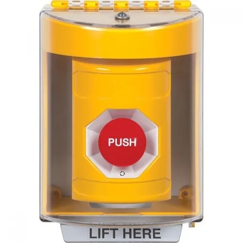 STI SS2271NT-EN Indoor Outdoor Surface Turn-to-Reset Stopper Station with No Text Label English, Yellow