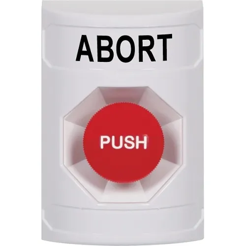 STI SS2304AB-EN Stopper Station Button, No Cover, Momentary, ABORT Label, White