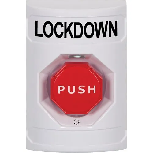STI SS2309LD-EN Stopper Station Button, No Cover, Turn-to-Reset Illuminated, LOCKDOWN Label, White