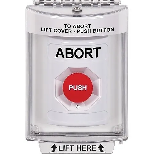 STI SS2331AB-EN Stopper Station Button with Universal Stopper Cover, Flush Mount, Turn-to-Reset, ABORT Label, White