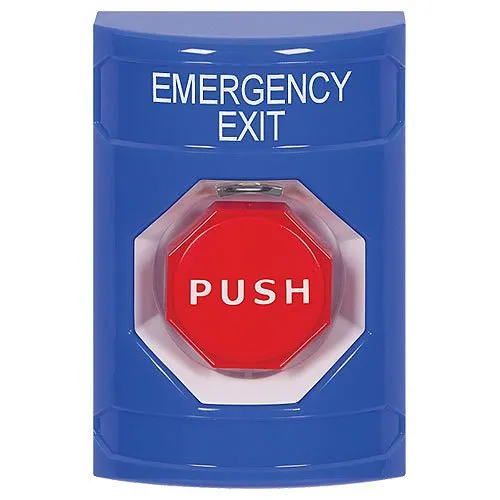 STI SS2401EM-EN Stopper Station Button, No Cover, Turn-to-Reset, EMERGENCY Label, Blue