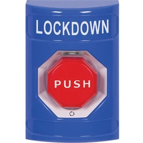 STI SS2409LD-EN No Cover Turn-to-Reset, Illuminated, Stopper Station with LOCKDOWN, Blue