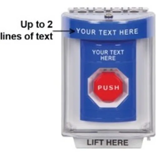 STI SS2421EM-EN Stopper Station Push Button with Stopper Station Shield, EMERGENCY Label, Turn-to-Reset Button, Blue
