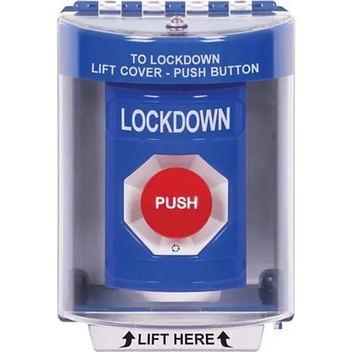 STI SS2471LD-EN Indoor/Outdoor Surface Turn-to-Reset Stopper Station with LOCKDOWN, Blue